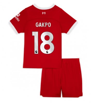 Liverpool Cody Gakpo #18 Hemmakläder Barn 2023-24 Kortärmad (+ Korta byxor)